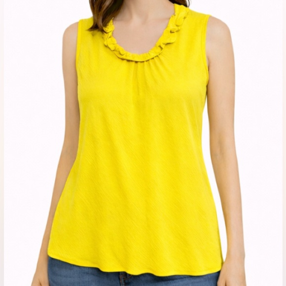 Willi Smith Bright Yellow Ruffle Sleeveless Blouse (Size S)